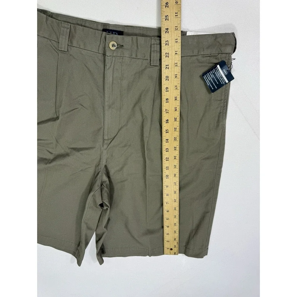 Harbor Bay Men Shorts 44 Olive Green Pleated Chino Golf Dad Casual Cotton Canvas